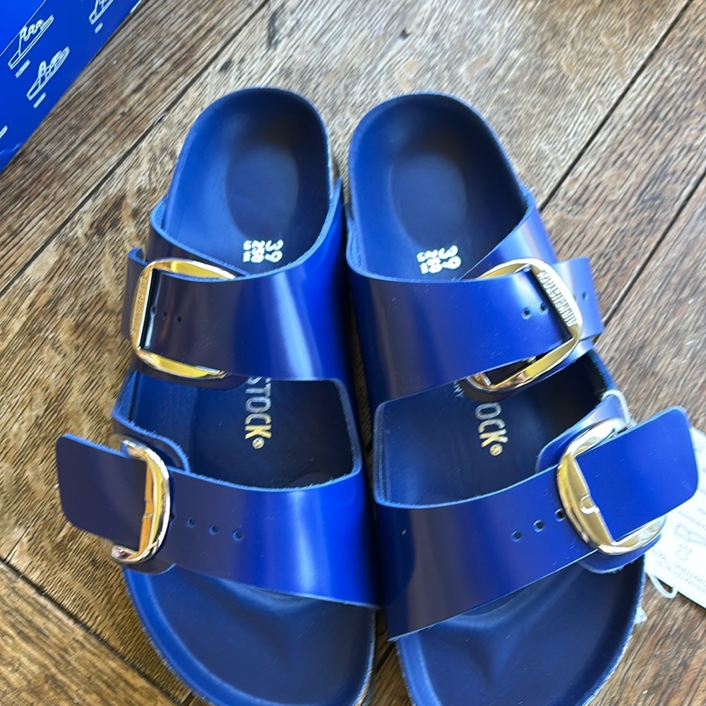Birkenstock Arizona Big Buckle Patent High Shine Cobalt 39